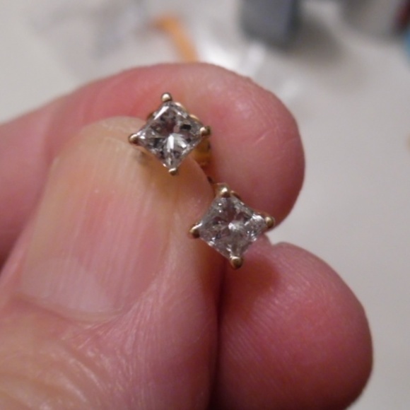 DIAMOND EARRINGS Jewelry - 14KYG 1/2 CTW PRINCESS CUT DIAMOND EARRINGS